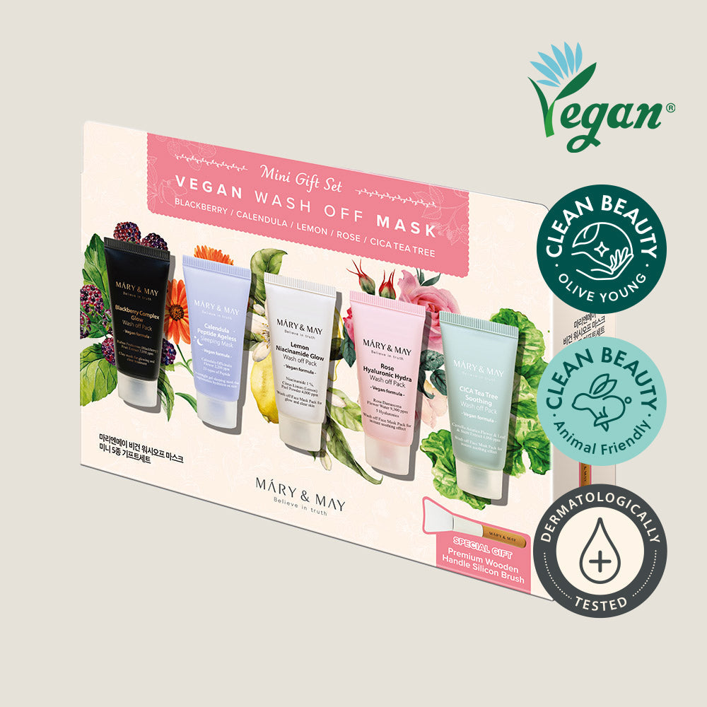 MARY & MAY: Vegan Wash Off Mask Mini Gift Set (30g x 5) - All Day Pretty Mask Pack mary&may
