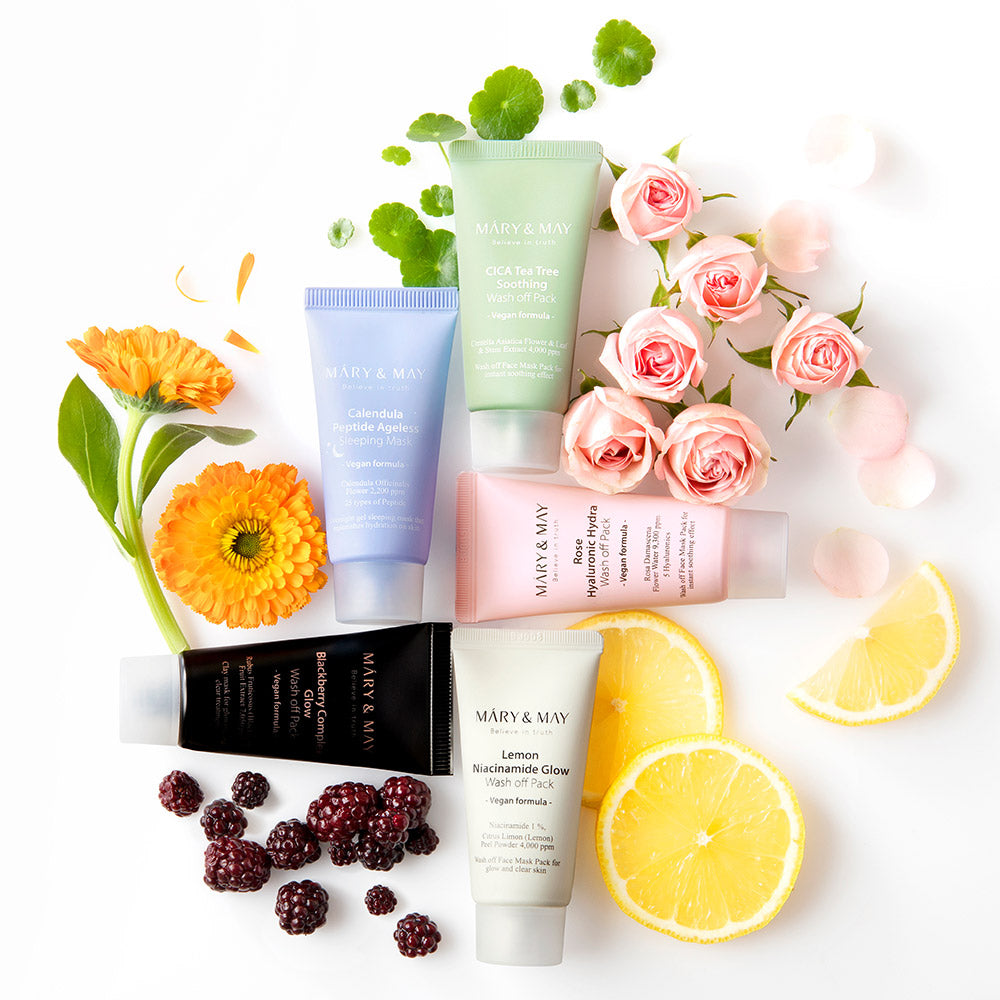 MARY & MAY: Vegan Wash Off Mask Mini Gift Set (30g x 5) - All Day Pretty Mask Pack mary&may