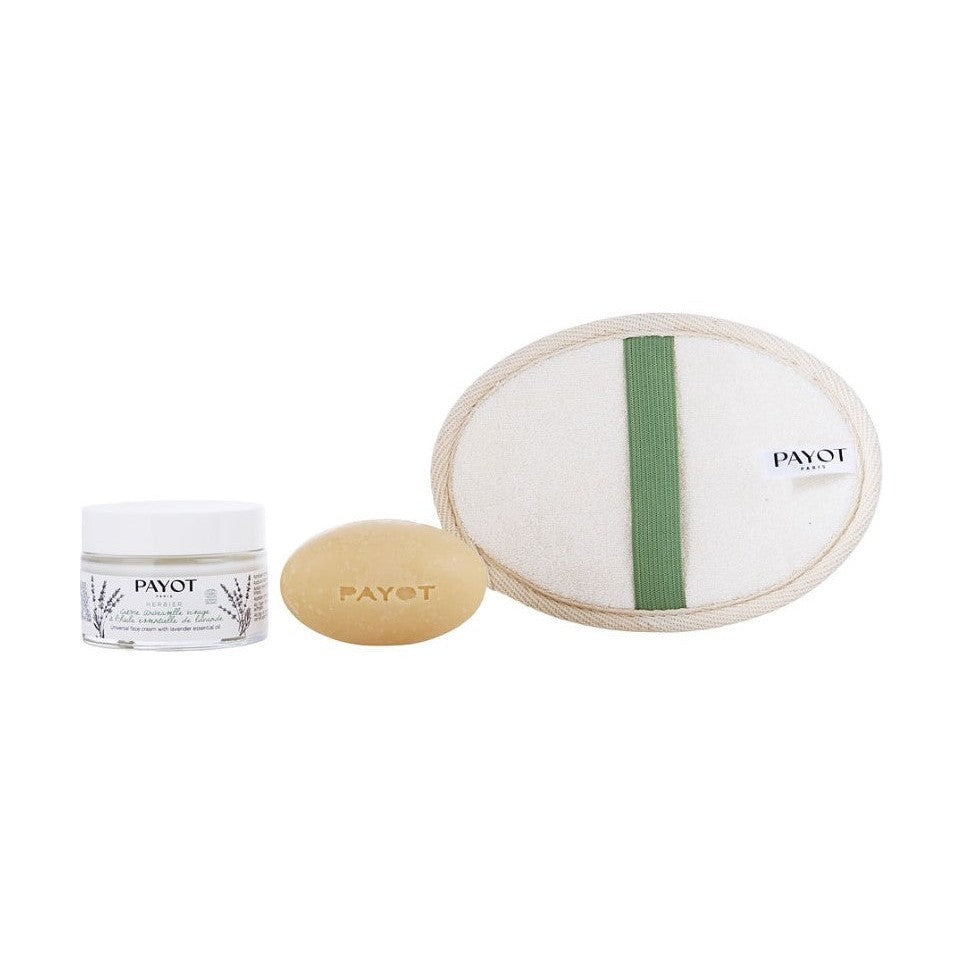 Payot Herbier Gift Set 50ml Universal Face Cream with Lavender + 100g Nourishing Face & Body Soap with Rosemary + Exfoliating Glove