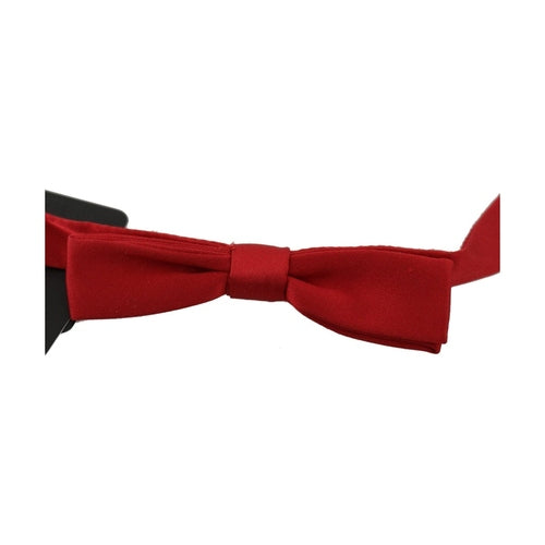 Dolce & Gabbana Red 100% Silk Slim Adjustable Neck Papillon Bow Tie