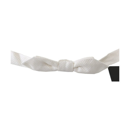 Dolce & Gabbana White 100% Silk Slim Adjustable Neck Papillon Men Tie