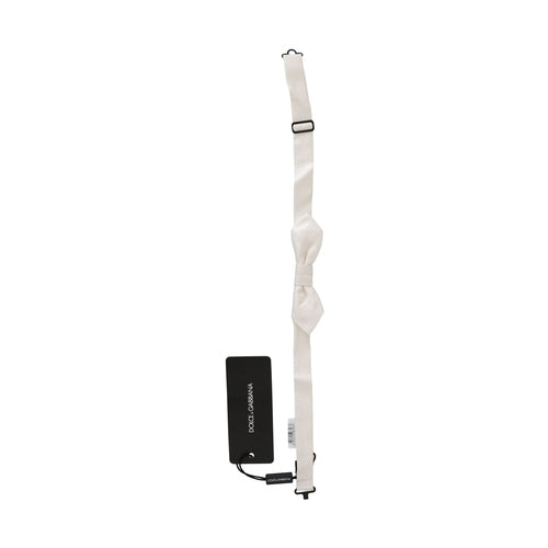 Dolce & Gabbana White 100% Silk Slim Adjustable Neck Papillon Men Tie