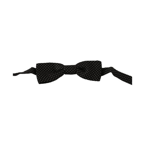 Dolce & Gabbana Black Polka Dots Silk Adjustable Neck Papillon Men Bow Tie