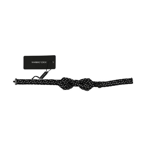 Dolce & Gabbana Black Polka Dots Silk Adjustable Neck Papillon Men Bow Tie