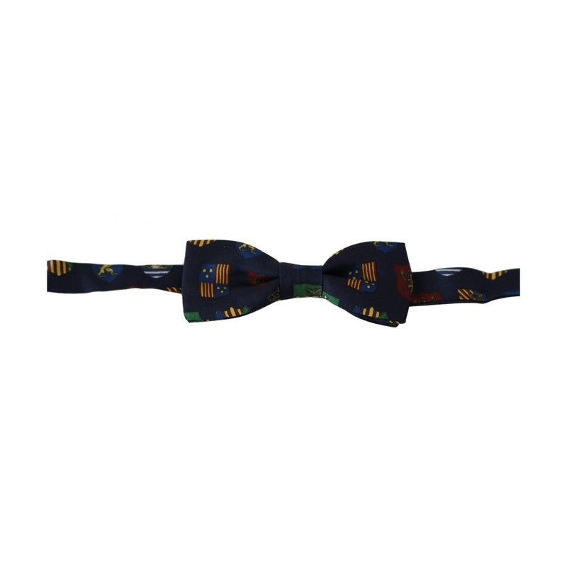 Dolce & Gabbana Blue Flags 100% Silk Adjustable Neck Papillon Men Bow Tie