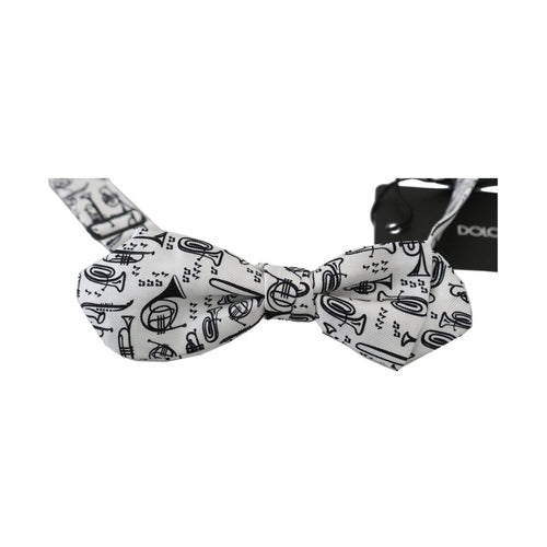 Dolce & Gabbana White Instruments Adjustable Neck Papillon Men Bow Tie