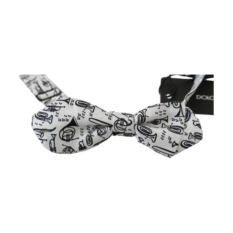 Dolce & Gabbana White Instruments Adjustable Neck Papillon Men Bow Tie