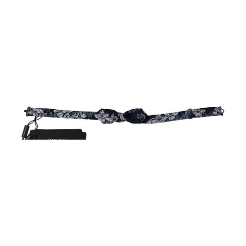Dolce & Gabbana Navy Blue Floral Slim Adjustable Neck Papillon Men  Bow Tie