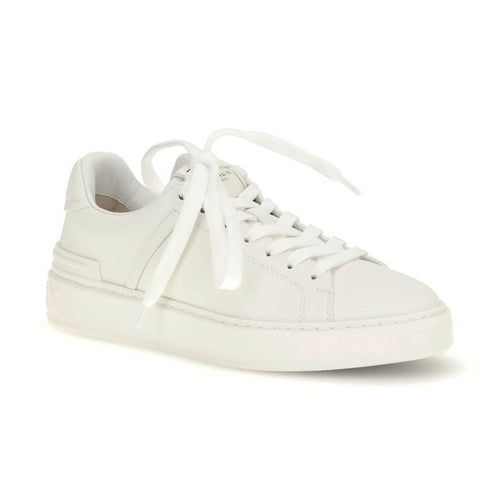 Balmain White Calf Leather Bos Taurus Low Top Sneakers