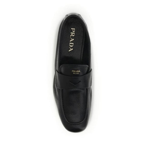 Prada Black Goatskin Slip-On Loafers