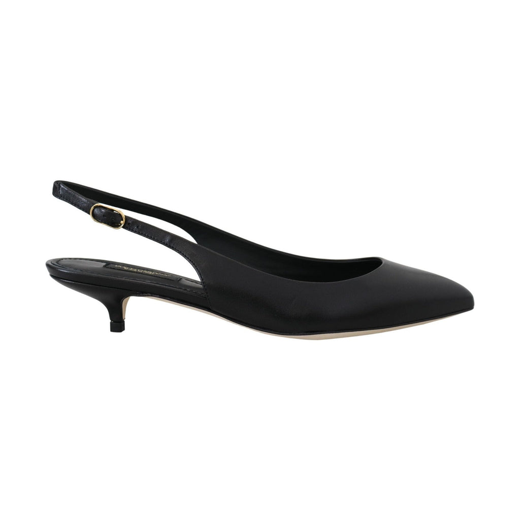 Dolce & Gabbana Black Leather Slingbacks Heels Pumps Shoes