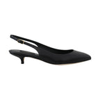 Dolce & Gabbana Black Leather Slingbacks Heels Pumps Shoes