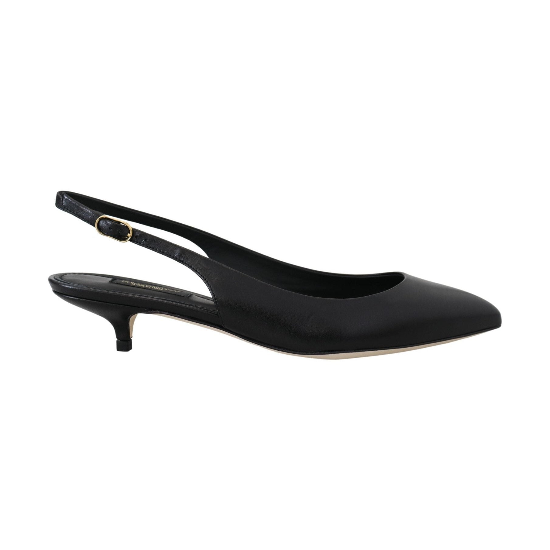 Dolce & Gabbana Black Leather Slingbacks Heels Pumps Shoes