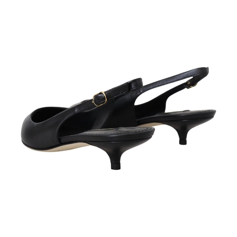 Dolce & Gabbana Black Leather Slingbacks Heels Pumps Shoes