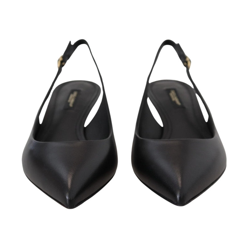 Dolce & Gabbana Black Leather Slingbacks Heels Pumps Shoes