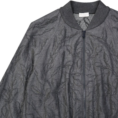 Brunello Cucinelli Gray Virgin Wool Bomber