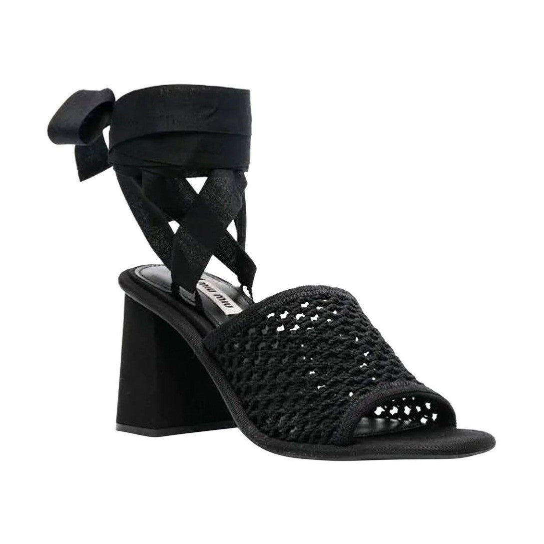 Miu Miu Black Fabric Platform Sandals