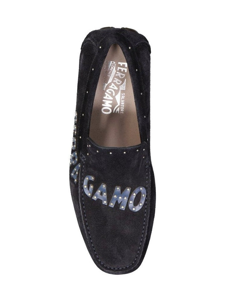 Salvatore Ferragamo Blue Calfskin Slip-On Loafers