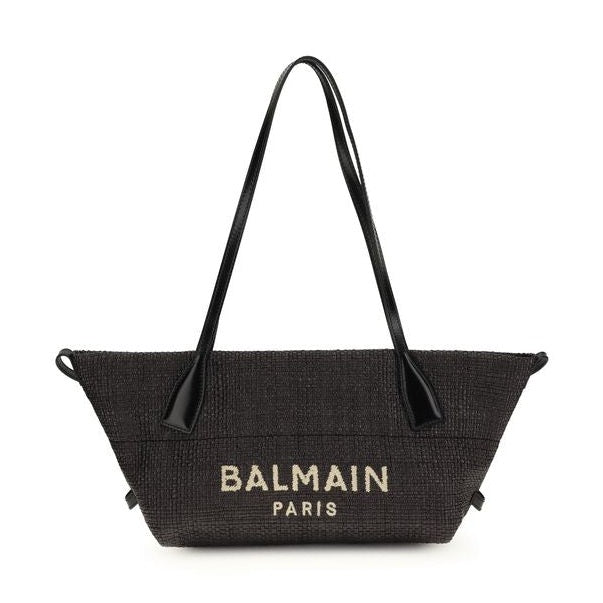 Balmain Black Raffia Shoulder Bag