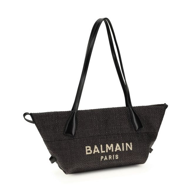 Balmain Black Raffia Shoulder Bag