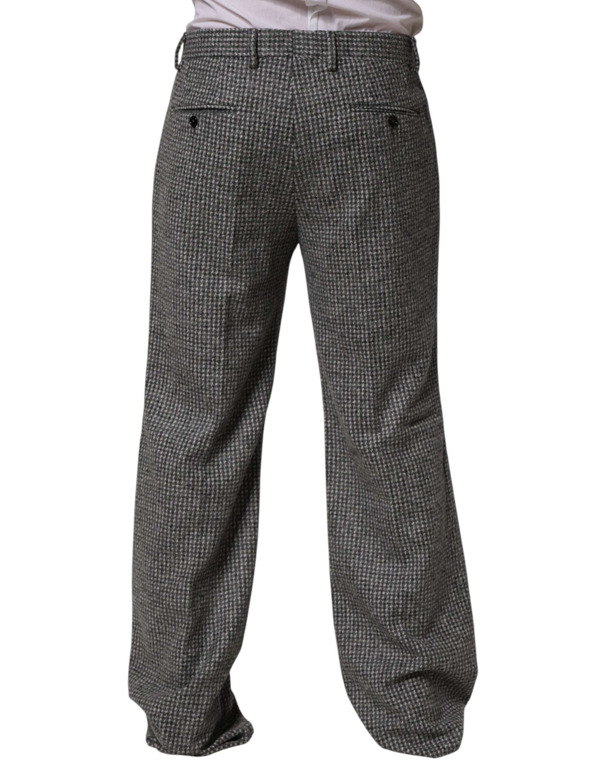 Dolce & Gabbana Gray Houndstooth Straight Dress Trouser Pants