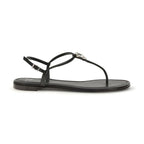 Giuseppe Zanotti Black Calf Leather Bos Taurus Flat Sandals