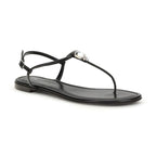 Giuseppe Zanotti Black Calf Leather Bos Taurus Flat Sandals