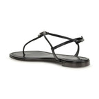 Giuseppe Zanotti Black Calf Leather Bos Taurus Flat Sandals