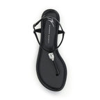 Giuseppe Zanotti Black Calf Leather Bos Taurus Flat Sandals