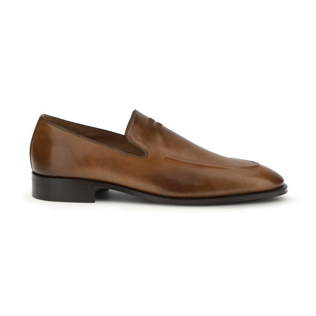 Miu Miu Brown Calf Leather Bos Taurus Slip-On Loafers