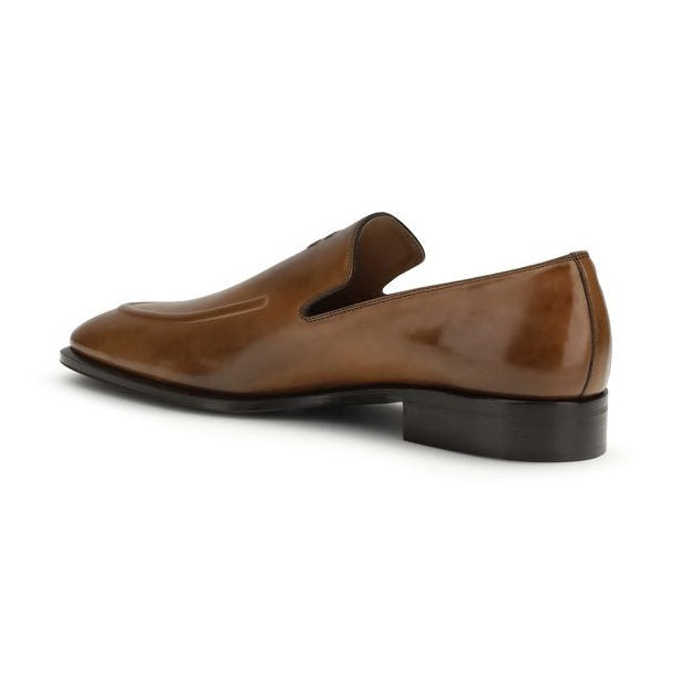 Miu Miu Brown Calf Leather Bos Taurus Slip-On Loafers