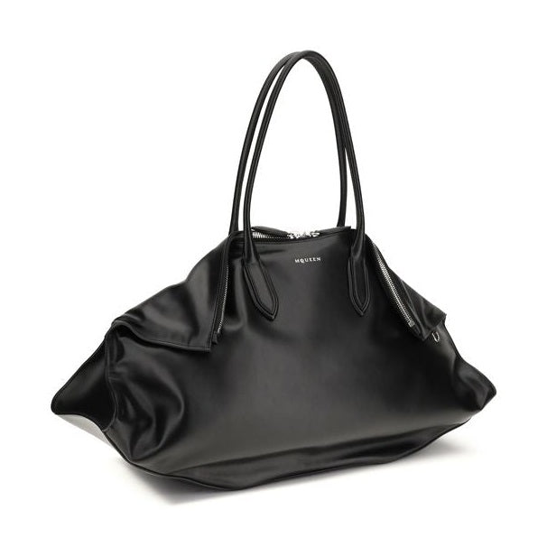 Alexander McQueen Black Calf Leather Bos Taurus Shoulder Bag