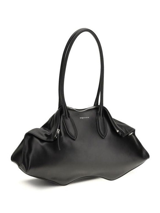 Alexander McQueen Black Calf Leather Bos Taurus Shoulder Bag