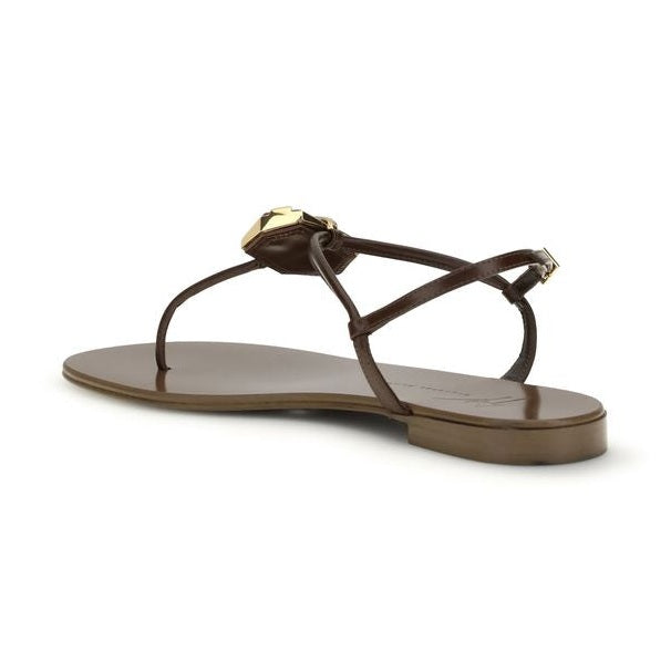 Giuseppe Zanotti Brown Stainless Steel Flat Sandals