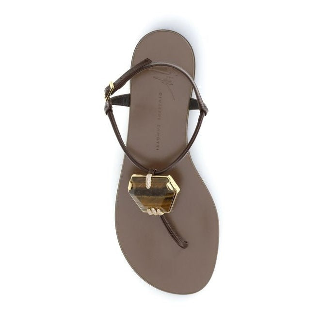 Giuseppe Zanotti Brown Stainless Steel Flat Sandals