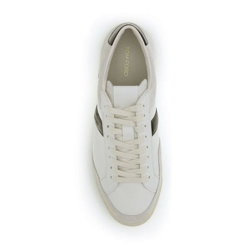 Tom Ford White Calf Leather Bos Taurus Sneakers