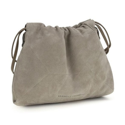Brunello Cucinelli Gray Calf Leather Bos Taurus Clutch Bag