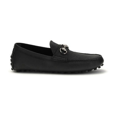 Gucci Black Calf Leather Bos Taurus Slip-On Loafers