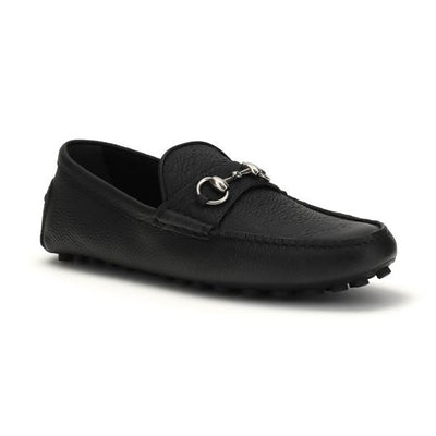 Gucci Black Calf Leather Bos Taurus Slip-On Loafers