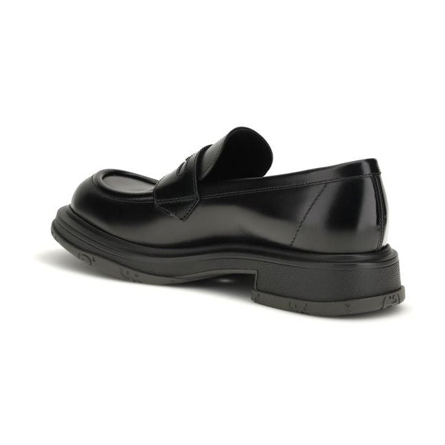 Gucci Black Calf Leather Bos Taurus Slip-On Loafers