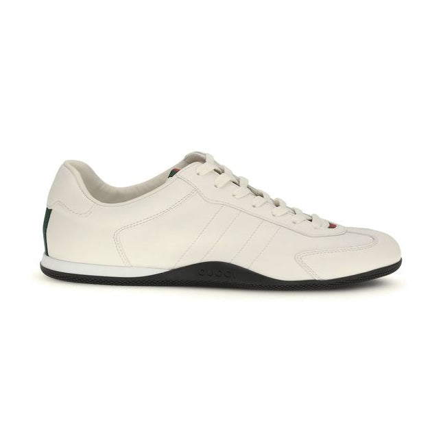 Gucci White Calf Leather Bos Taurus Low Top Sneakers