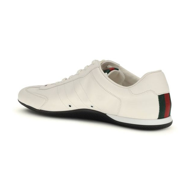 Gucci White Calf Leather Bos Taurus Low Top Sneakers