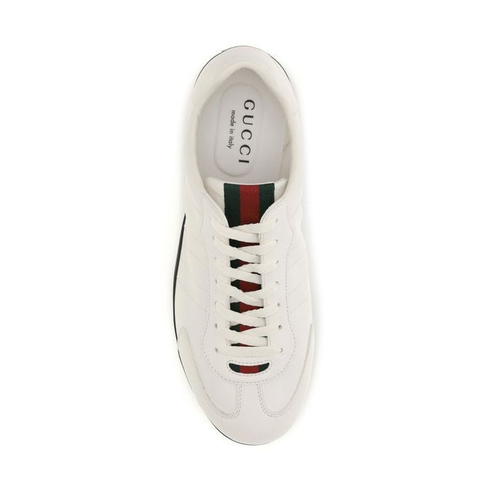 Gucci White Calf Leather Bos Taurus Low Top Sneakers