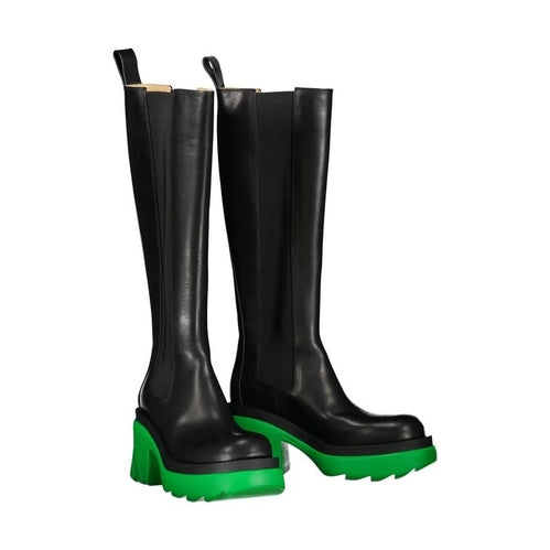 Bottega Veneta Black Leather Over The Knee