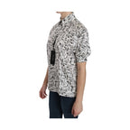 Dolce & Gabbana White Musical Instrument Collared Blouse  Shirt