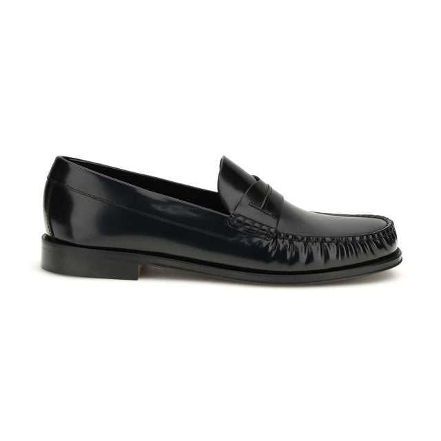 Tom Ford Black Calf Leather Bos Taurus Slip-On Loafers