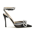 MACH & MACH Black Silk High Heel Pumps