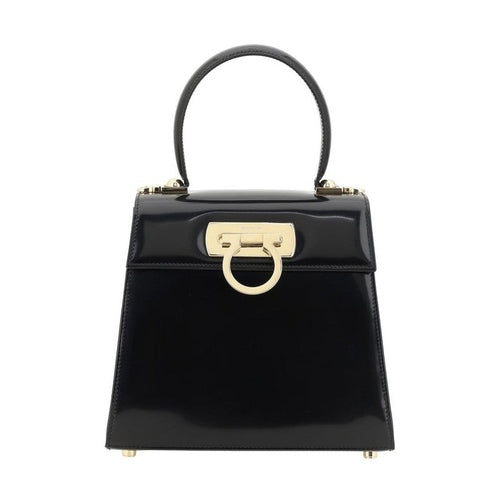 Ferragamo Black Calf Leather Bos Taurus Handbag