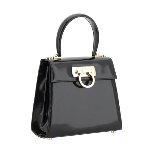 Ferragamo Black Calf Leather Bos Taurus Handbag