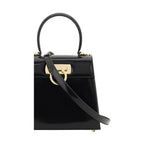 Ferragamo Black Calf Leather Bos Taurus Handbag